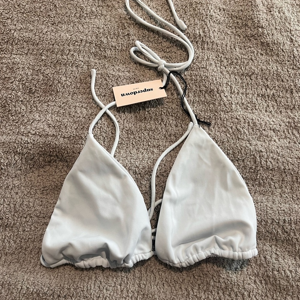 Superdown white bikini top medium